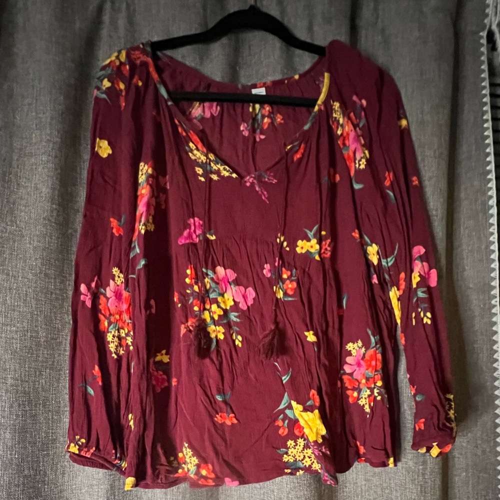 Maroon Floral Top